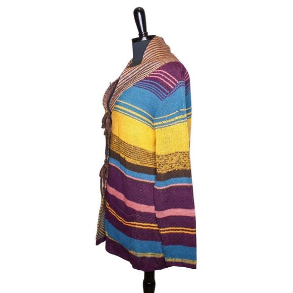 Wrangler Striped Cardigan Sweater Blanket Boho South Western Size L - Picture 2 of 4
